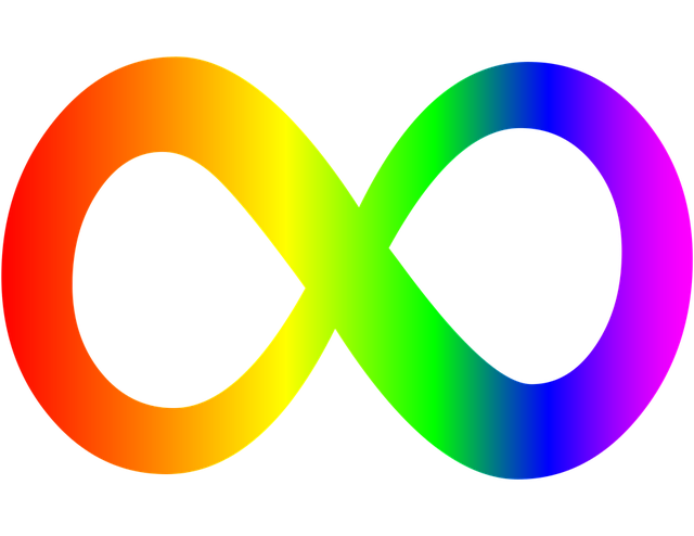 A rainbow infinity symbol
